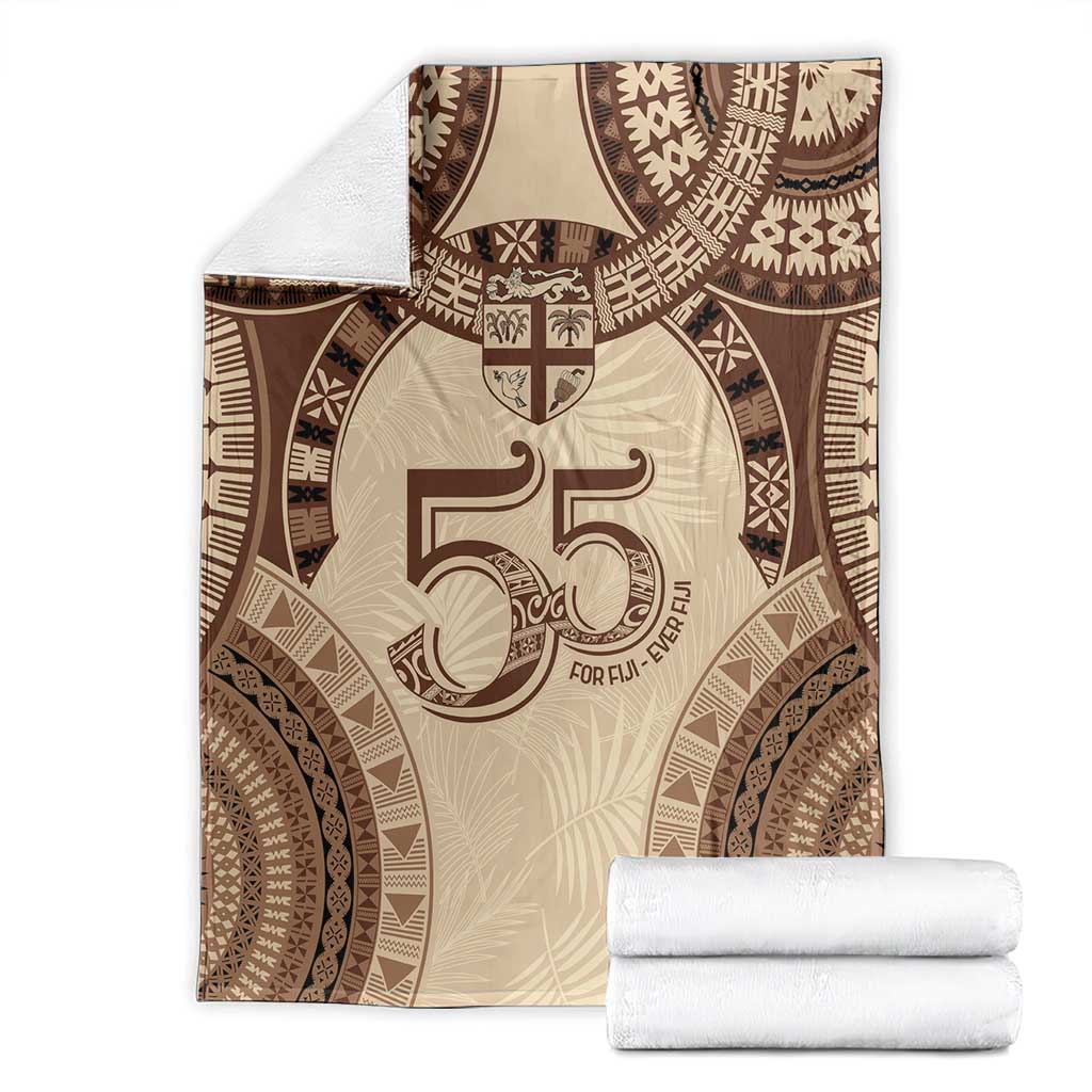 Bula Fiji Day 55th Anniversary Masi Tapa Blanket Emerald Jubilee - Beige LT7 - Polynesian Pride