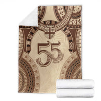 Bula Fiji Day 55th Anniversary Masi Tapa Blanket Emerald Jubilee - Beige LT7 - Polynesian Pride
