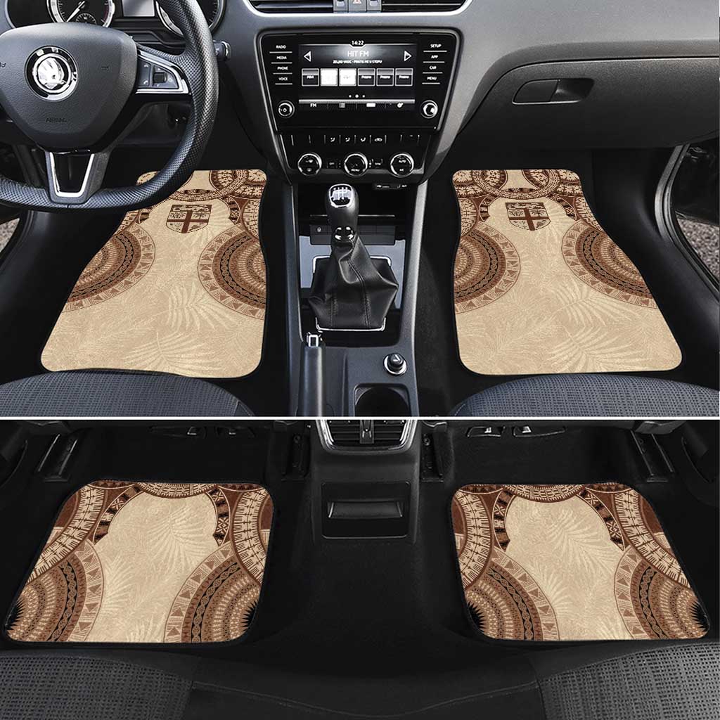 Bula Fiji Day 55th Anniversary Masi Tapa Car Mats Emerald Jubilee - Beige - Polynesian Pride