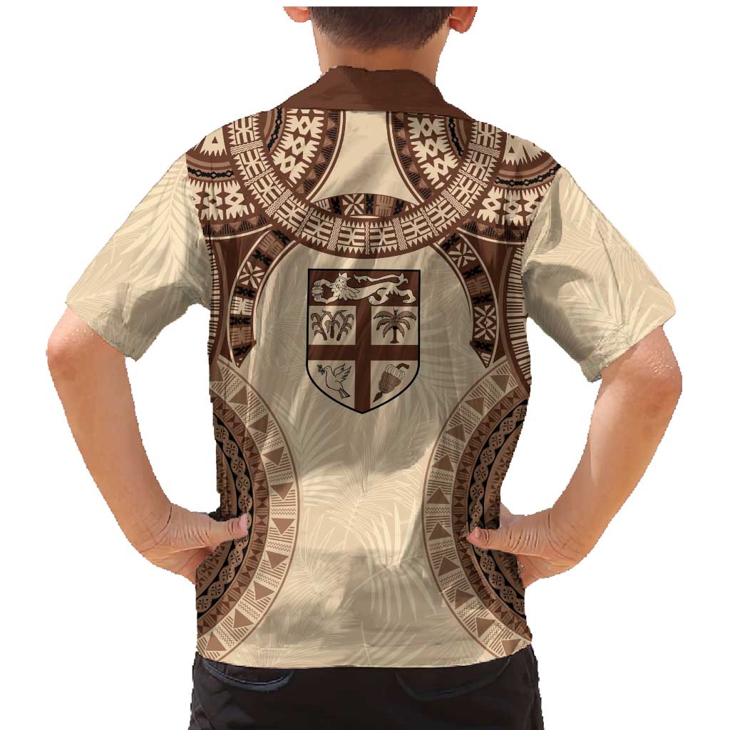 Bula Fiji Day 55th Anniversary Masi Tapa Family Matching Mermaid Dress and Hawaiian Shirt Emerald Jubilee - Beige - Polynesian Pride