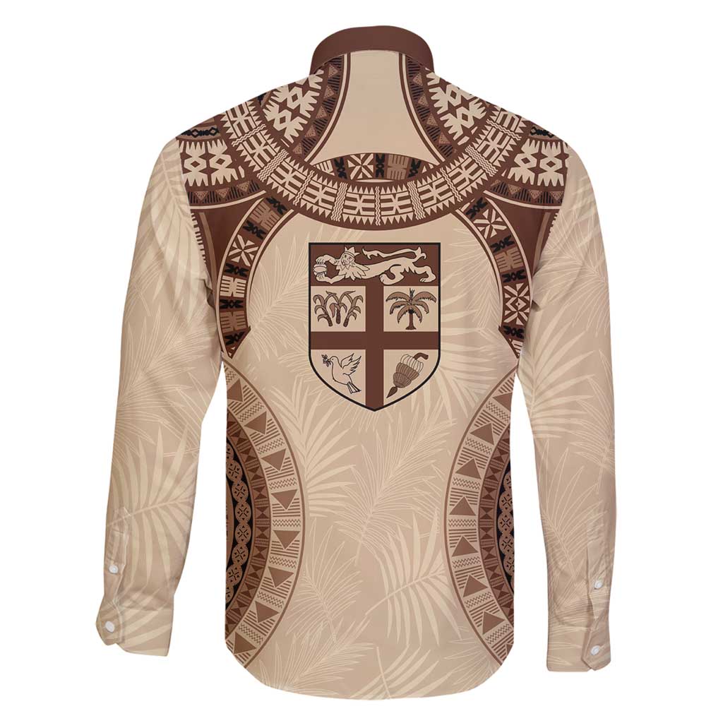 Bula Fiji Day 55th Anniversary Masi Tapa Family Matching Off Shoulder Maxi Dress and Hawaiian Shirt Emerald Jubilee - Beige - Polynesian Pride