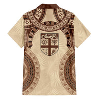 Bula Fiji Day 55th Anniversary Masi Tapa Family Matching Puletasi and Hawaiian Shirt Emerald Jubilee - Beige - Polynesian Pride