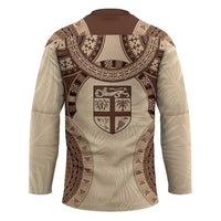 Bula Fiji Day 55th Anniversary Masi Tapa Hockey Jersey Emerald Jubilee - Beige - Polynesian Pride