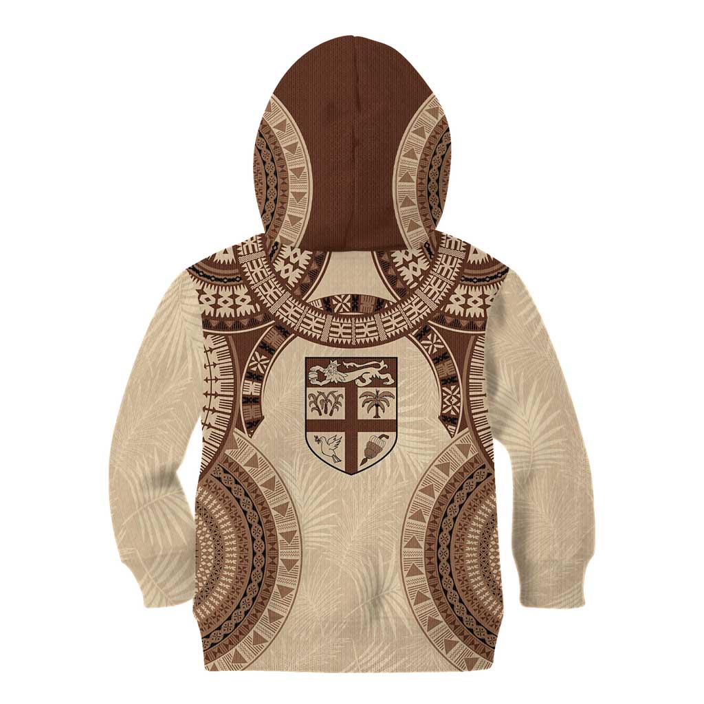 Bula Fiji Day 55th Anniversary Masi Tapa Kid Hoodie Emerald Jubilee - Beige - Polynesian Pride