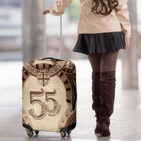 Bula Fiji Day 55th Anniversary Masi Tapa Luggage Cover Emerald Jubilee - Beige - Polynesian Pride