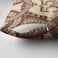 Bula Fiji Day 55th Anniversary Masi Tapa Pillow Cover Emerald Jubilee - Beige - Polynesian Pride