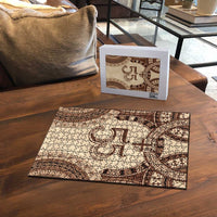 Bula Fiji Day 55th Anniversary Masi Tapa Puzzle Emerald Jubilee - Beige - Polynesian Pride