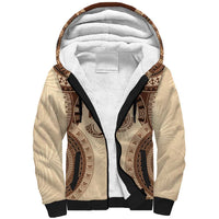 Bula Fiji Day 55th Anniversary Masi Tapa Sherpa Hoodie Emerald Jubilee - Beige LT7 Unisex Beige - Polynesian Pride