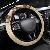 Bula Fiji Day 55th Anniversary Masi Tapa Steering Wheel Cover Emerald Jubilee - Beige - Polynesian Pride