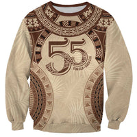 Bula Fiji Day 55th Anniversary Masi Tapa Sweatshirt Emerald Jubilee - Beige - Polynesian Pride