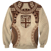 Bula Fiji Day 55th Anniversary Masi Tapa Sweatshirt Emerald Jubilee - Beige - Polynesian Pride