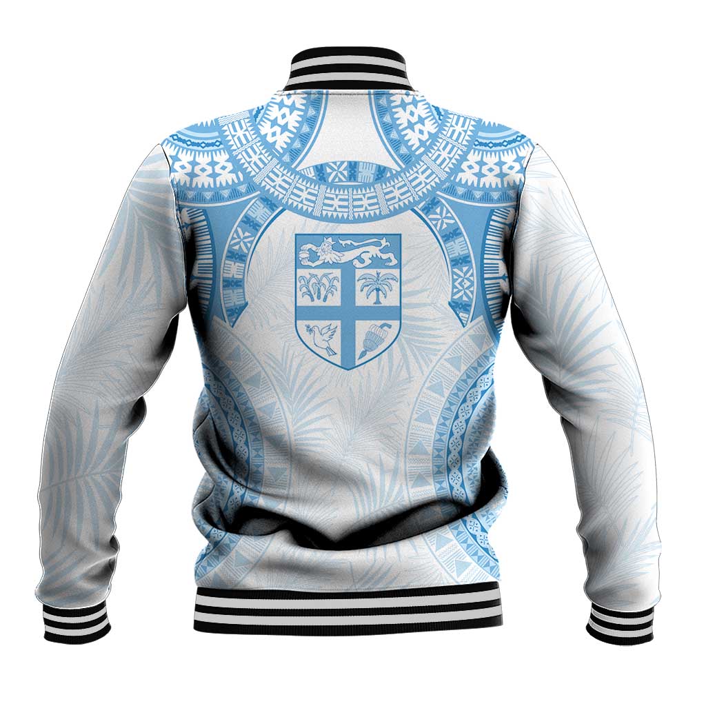 Bula Fiji Day 55th Anniversary Masi Tapa Baseball Jacket Emerald Jubilee - Turquoise - Polynesian Pride