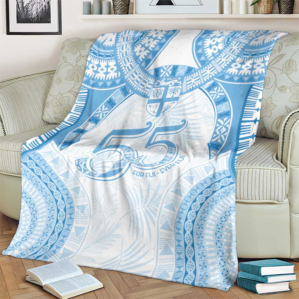 Bula Fiji Day 55th Anniversary Masi Tapa Blanket Emerald Jubilee - Turquoise - Polynesian Pride