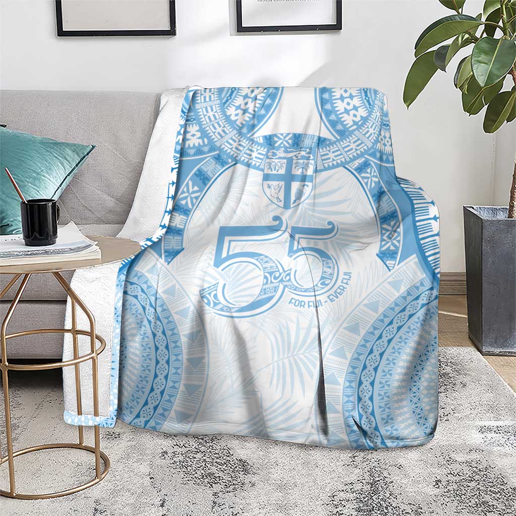 Bula Fiji Day 55th Anniversary Masi Tapa Blanket Emerald Jubilee - Turquoise - Polynesian Pride