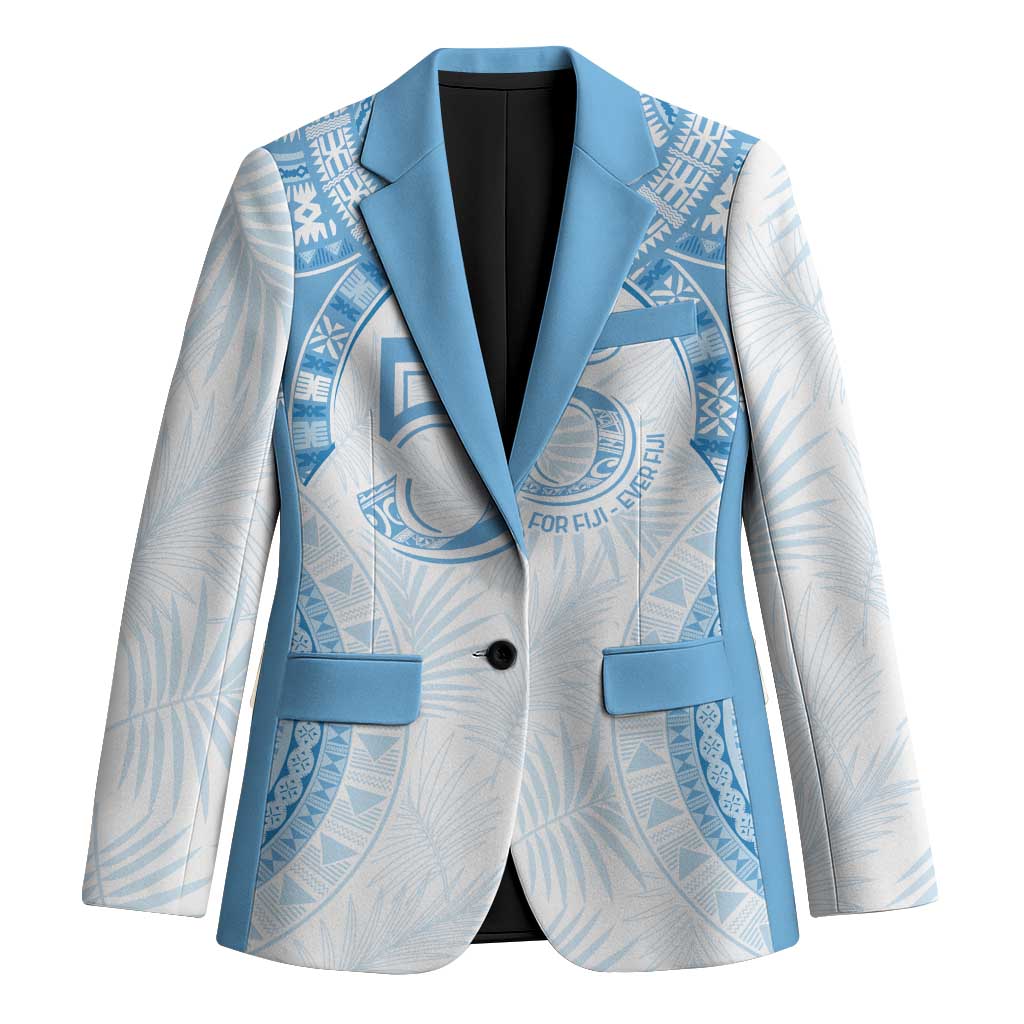 Bula Fiji Day 55th Anniversary Masi Tapa Blazer Emerald Jubilee - Turquoise LT7 Unisex Turquoise - Polynesian Pride