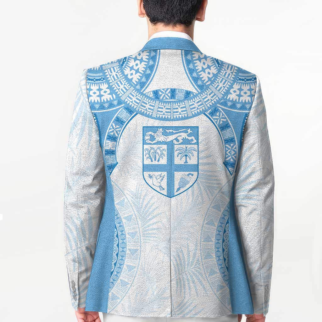 Bula Fiji Day 55th Anniversary Masi Tapa Blazer Emerald Jubilee - Turquoise LT7 - Polynesian Pride