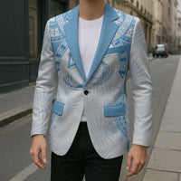 Bula Fiji Day 55th Anniversary Masi Tapa Blazer Emerald Jubilee - Turquoise LT7 - Polynesian Pride