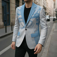 Bula Fiji Day 55th Anniversary Masi Tapa Blazer Emerald Jubilee - Turquoise LT7 - Polynesian Pride