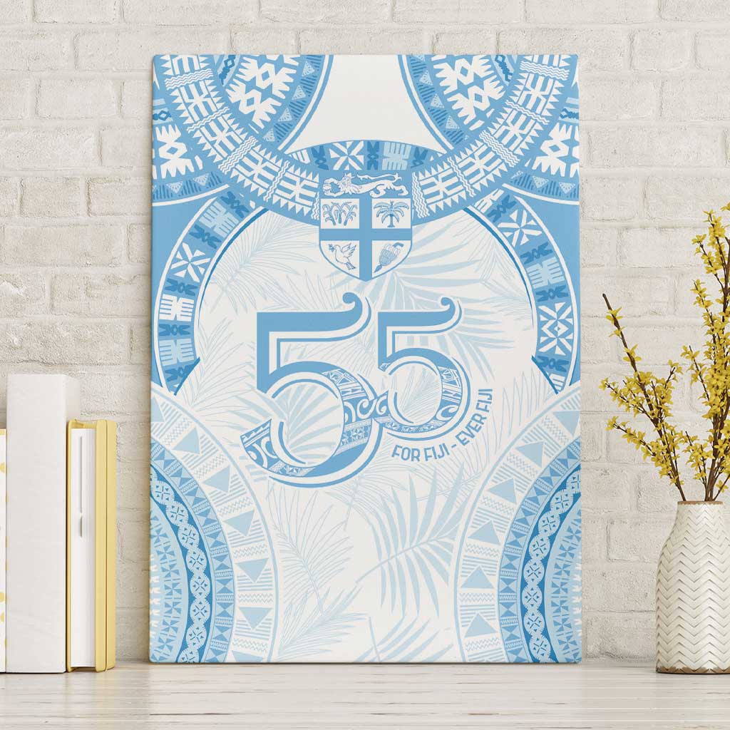 Bula Fiji Day 55th Anniversary Masi Tapa Canvas Wall Art Emerald Jubilee - Turquoise - Polynesian Pride