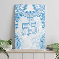 Bula Fiji Day 55th Anniversary Masi Tapa Canvas Wall Art Emerald Jubilee - Turquoise - Polynesian Pride