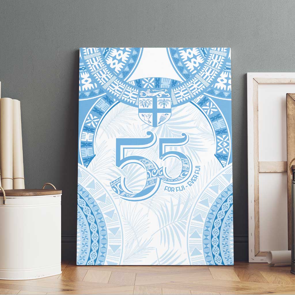 Bula Fiji Day 55th Anniversary Masi Tapa Canvas Wall Art Emerald Jubilee - Turquoise - Polynesian Pride