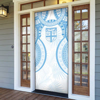 Bula Fiji Day 55th Anniversary Masi Tapa Door Cover Emerald Jubilee - Turquoise - Polynesian Pride