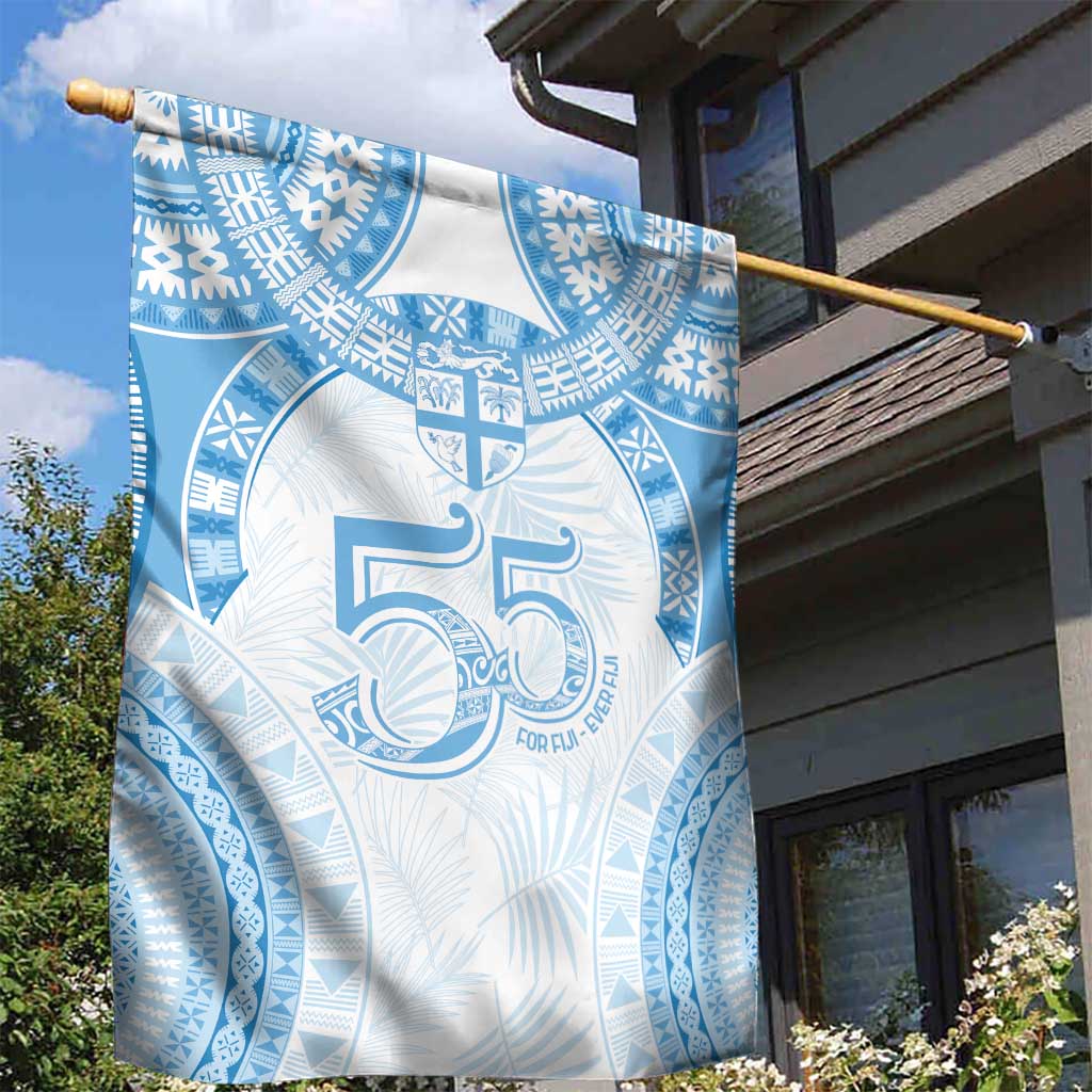 Bula Fiji Day 55th Anniversary Masi Tapa Garden Flag Emerald Jubilee - Turquoise - Polynesian Pride