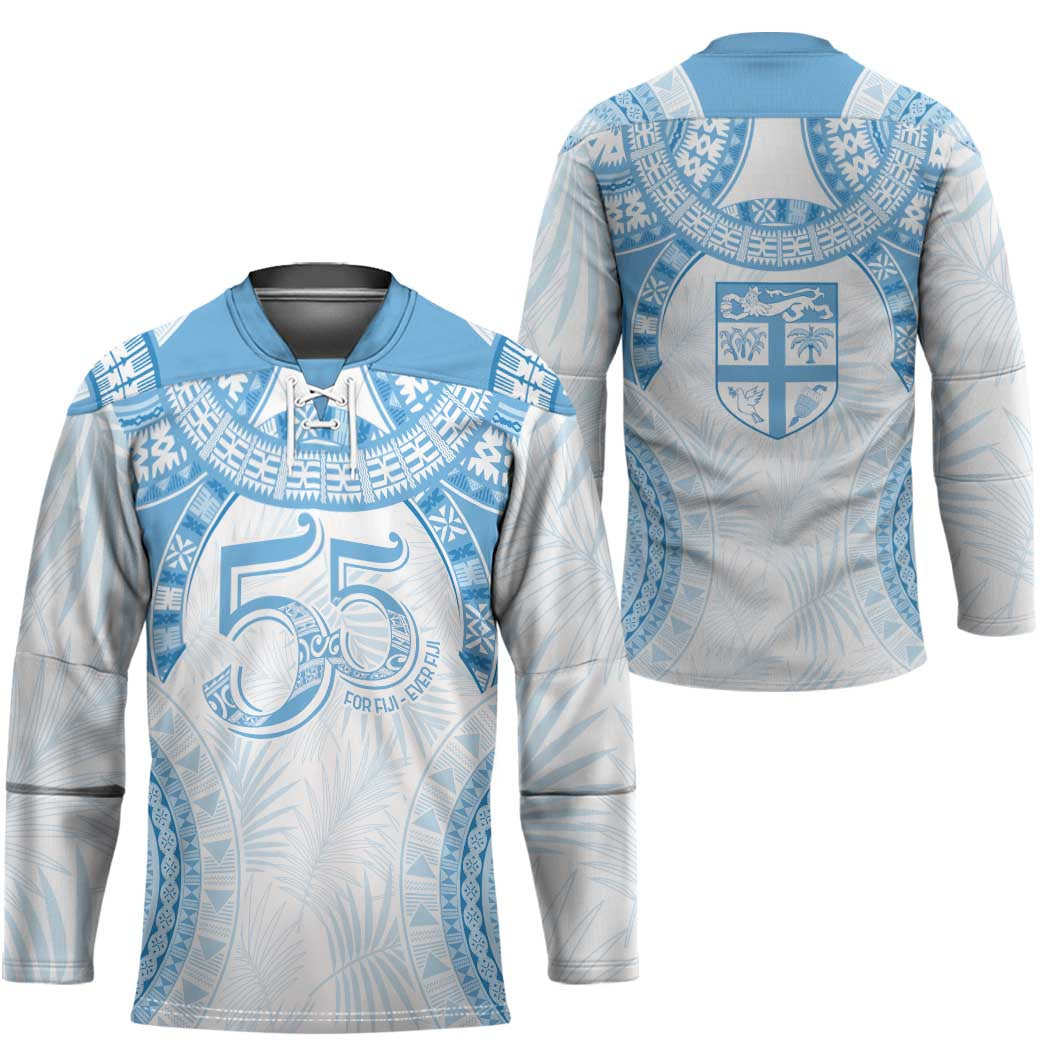 Bula Fiji Day 55th Anniversary Masi Tapa Hockey Jersey Emerald Jubilee - Turquoise - Polynesian Pride