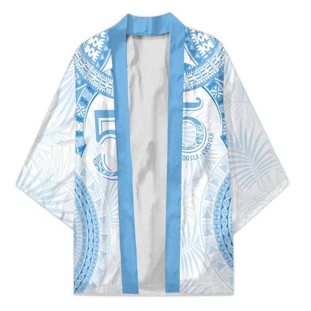 Bula Fiji Day 55th Anniversary Masi Tapa Kimono Emerald Jubilee - Turquoise - Polynesian Pride