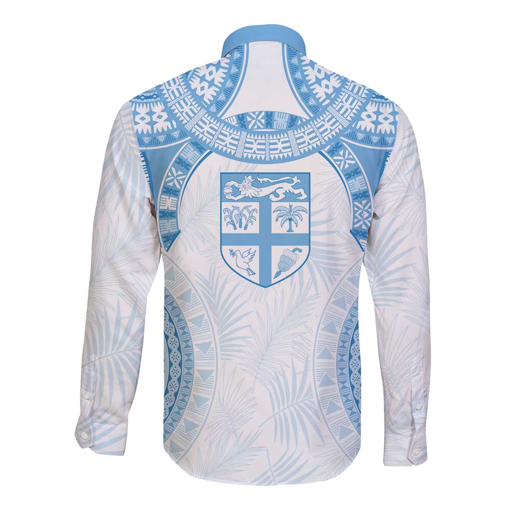 Bula Fiji Day 55th Anniversary Masi Tapa Long Sleeve Button Shirt Emerald Jubilee - Turquoise - Polynesian Pride