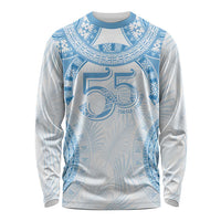 Bula Fiji Day 55th Anniversary Masi Tapa Long Sleeve Shirt Emerald Jubilee - Turquoise - Polynesian Pride