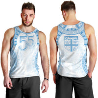 Bula Fiji Day 55th Anniversary Masi Tapa Men Tank Top Emerald Jubilee - Turquoise - Polynesian Pride