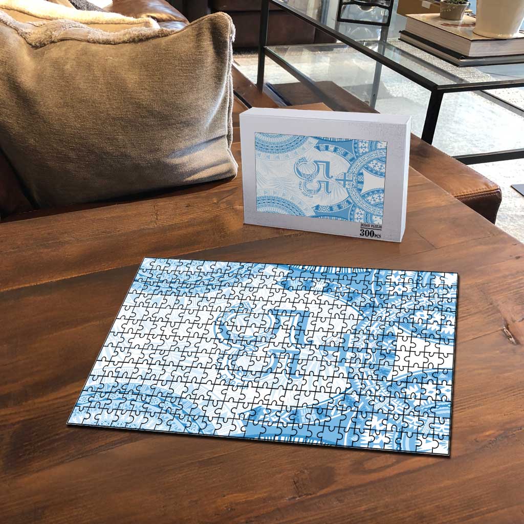 Bula Fiji Day 55th Anniversary Masi Tapa Puzzle Emerald Jubilee - Turquoise - Polynesian Pride