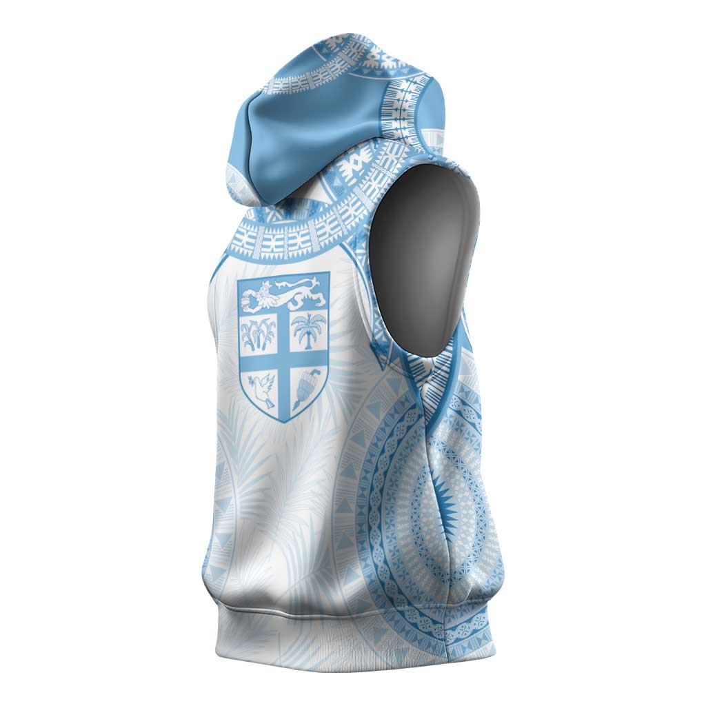 Bula Fiji Day 55th Anniversary Masi Tapa Sleeveless Hoodie Emerald Jubilee - Turquoise - Polynesian Pride
