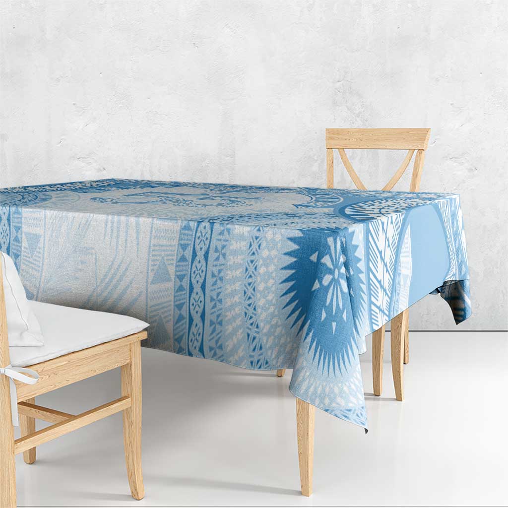 Bula Fiji Day 55th Anniversary Masi Tapa Tablecloth Emerald Jubilee - Turquoise - Polynesian Pride