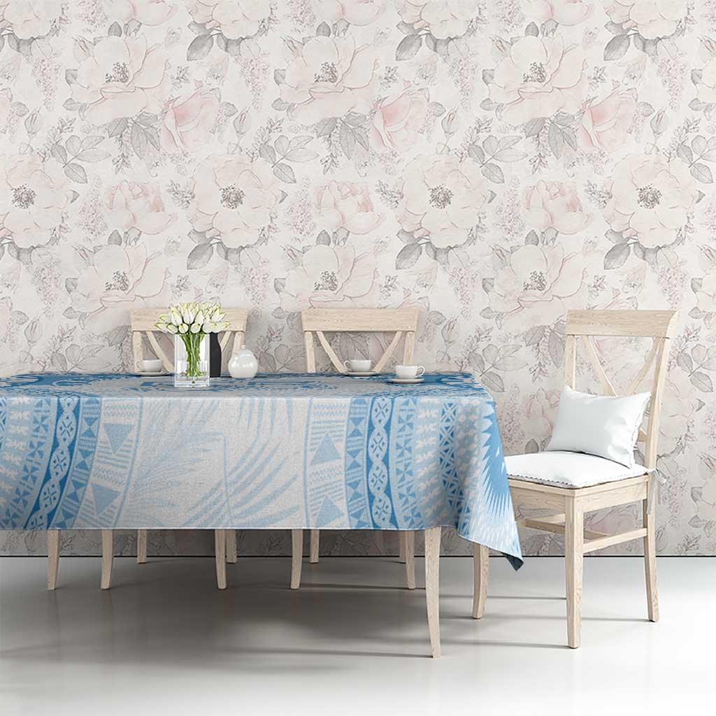 Bula Fiji Day 55th Anniversary Masi Tapa Tablecloth Emerald Jubilee - Turquoise - Polynesian Pride