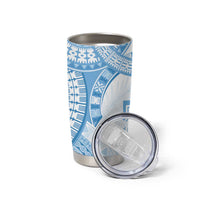 Bula Fiji Day 55th Anniversary Masi Tapa Tumbler Cup Emerald Jubilee - Turquoise - Polynesian Pride