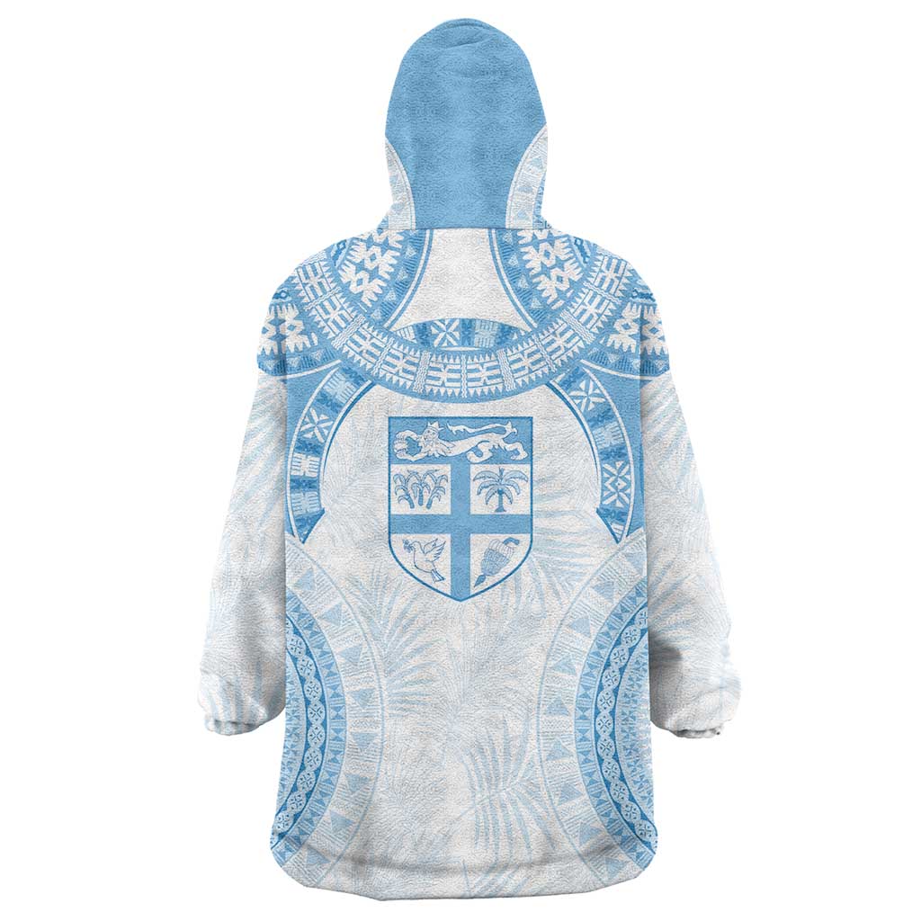 Bula Fiji Day 55th Anniversary Masi Tapa Wearable Blanket Hoodie Emerald Jubilee - Turquoise LT7 - Polynesian Pride