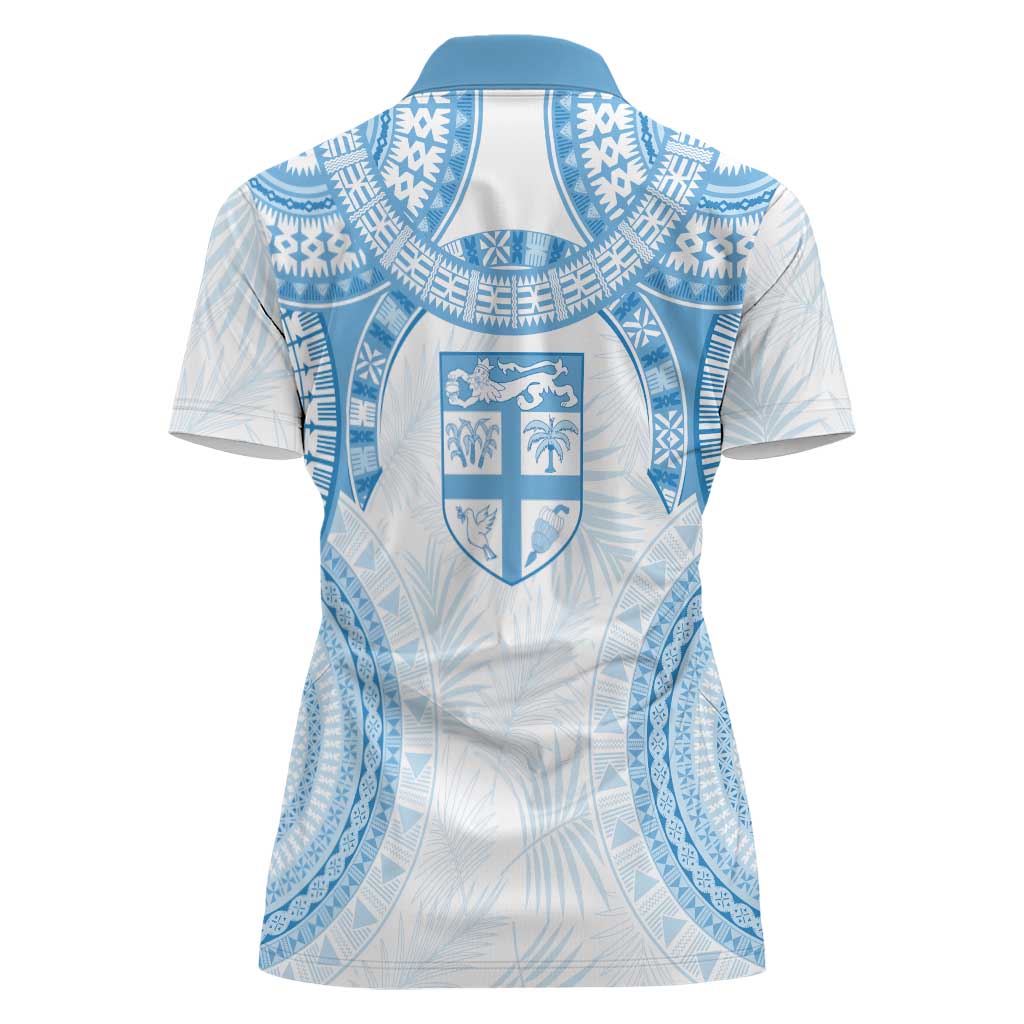 Bula Fiji Day 55th Anniversary Masi Tapa Women Polo Shirt Emerald Jubilee - Turquoise - Polynesian Pride