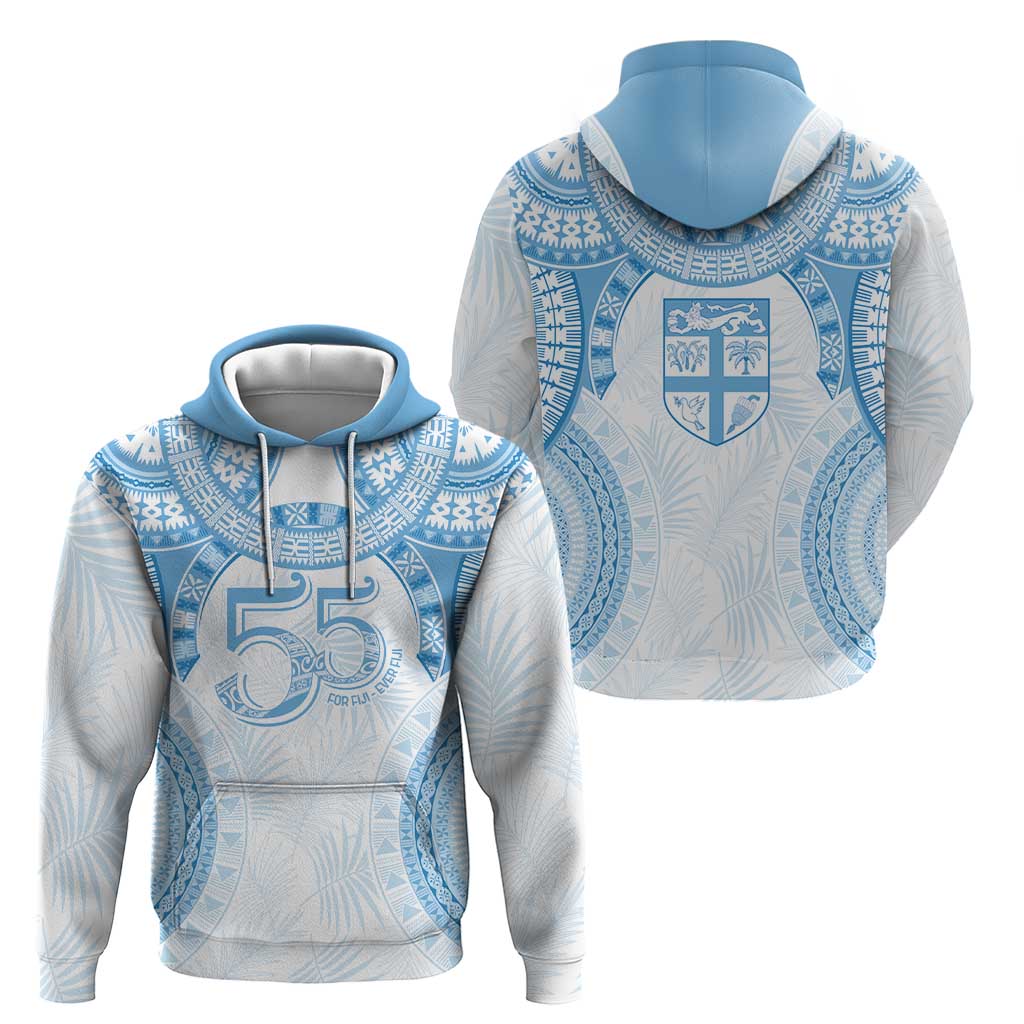 Bula Fiji Day 55th Anniversary Masi Tapa Zip Hoodie Emerald Jubilee - Turquoise - Polynesian Pride
