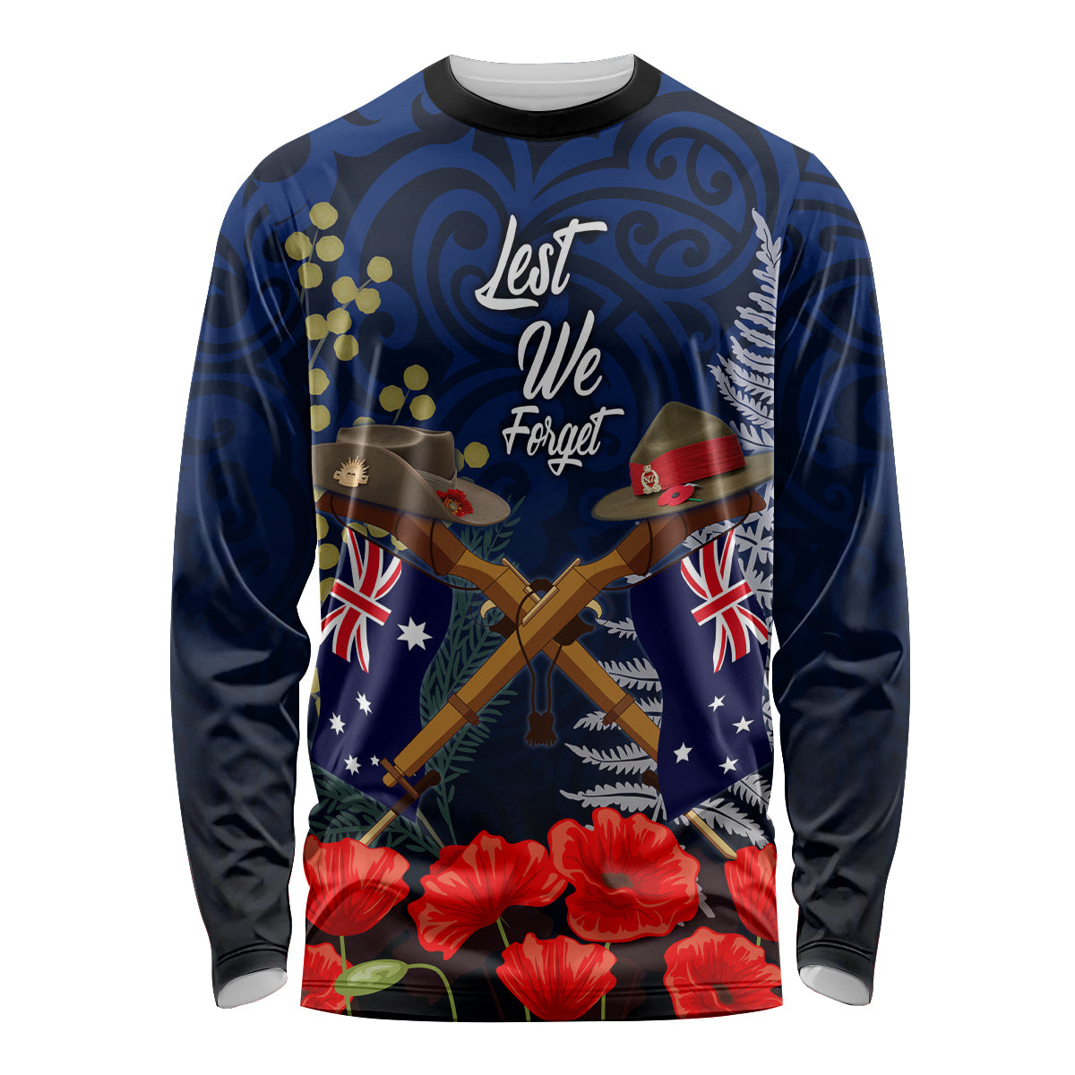 Anzac Day Aussie Mix Maori In Memories Long Sleeve Shirt LT7 Unisex Blue - Polynesian Pride