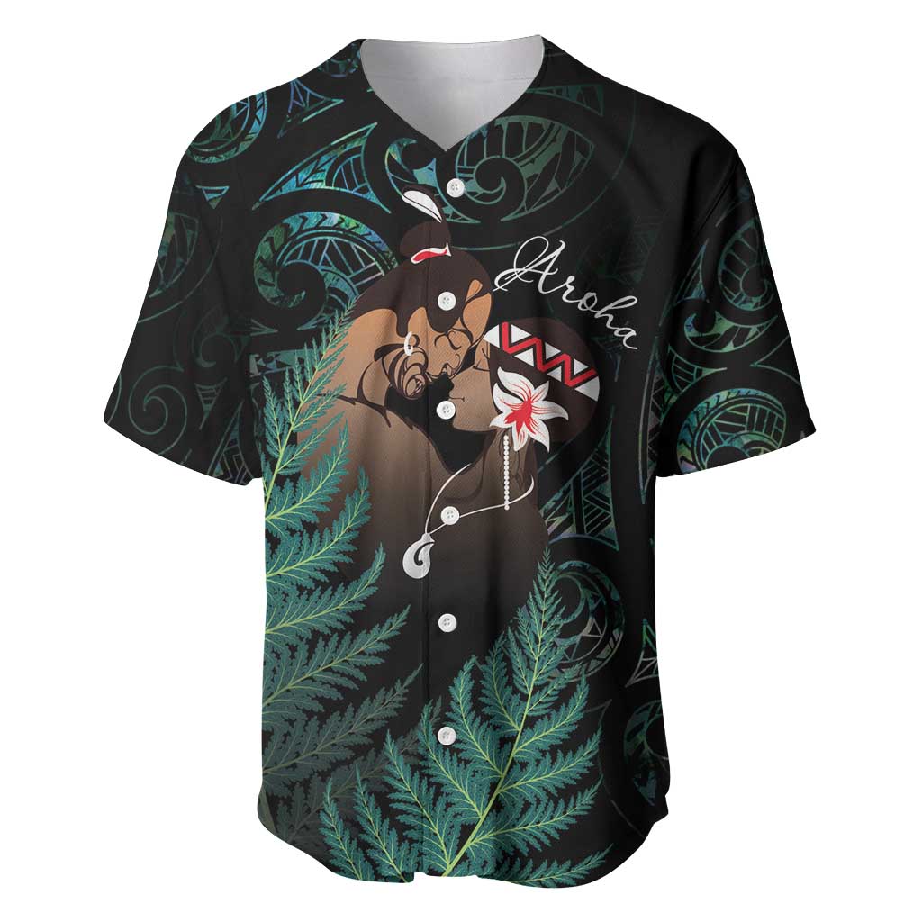 Maori Hongi Valentine Baseball Jersey Aroha Ahau Ki A Koe LT7 Emerald - Polynesian Pride