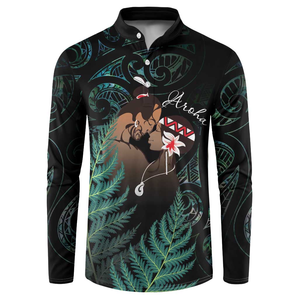 Maori Hongi Valentine Button Sweatshirt Aroha Ahau Ki A Koe LT7 Emerald - Polynesian Pride