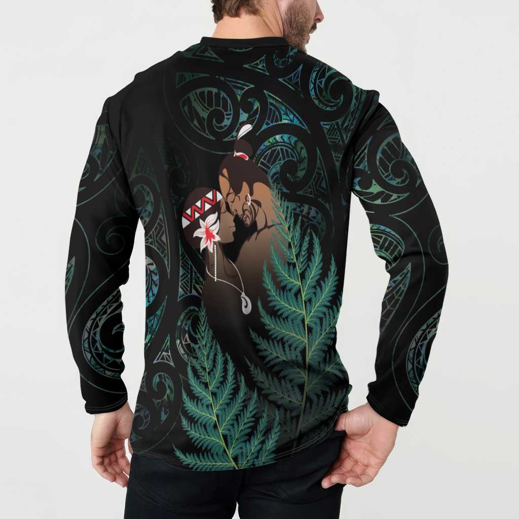 Maori Hongi Valentine Button Sweatshirt Aroha Ahau Ki A Koe LT7 - Polynesian Pride
