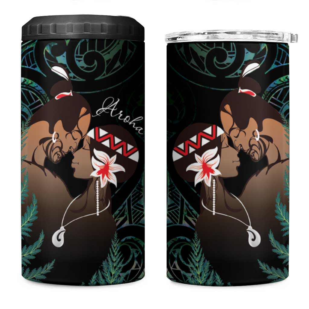 Maori Hongi Valentine 4 in 1 Can Cooler Tumbler Aroha Ahau Ki A Koe LT7 One Size: 16 oz Emerald - Polynesian Pride
