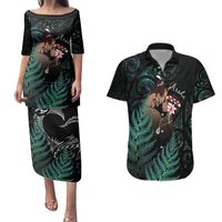 Maori Hongi Valentine Couples Matching Puletasi and Hawaiian Shirt Aroha Ahau Ki A Koe LT7 Emerald - Polynesian Pride