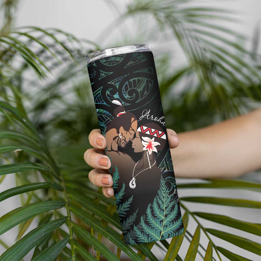 Maori Hongi Valentine Skinny Tumbler Aroha Ahau Ki A Koe LT7 - Polynesian Pride