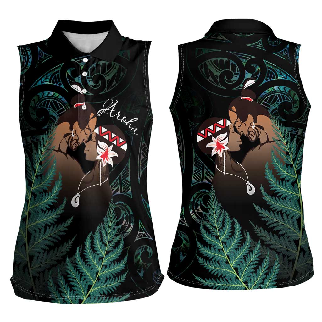 Maori Hongi Valentine Women Sleeveless Polo Shirt Aroha Ahau Ki A Koe