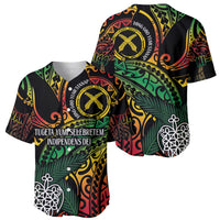 Vanuatu Indipendens Dei Baseball Jersey Mix Traditional Sand Drawing LT7 - Polynesian Pride