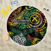 Vanuatu Indipendens Dei Beach Blanket Mix Traditional Sand Drawing LT7 One Size 150cm Colorful - Polynesian Pride